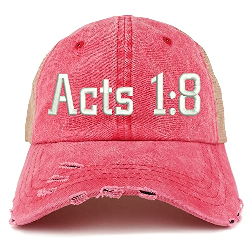 Trendy Apparel Shop Acts 1:8 Frayed Bill Trucker Mesh Back Cap