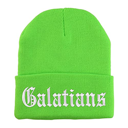 Trendy Apparel Shop Galatians Old English Embroidered Long Cuff Beanie