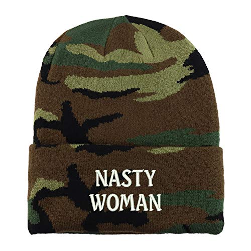 Trendy Apparel Shop Nasty Woman Embroidered Made in USA Camo Beanie