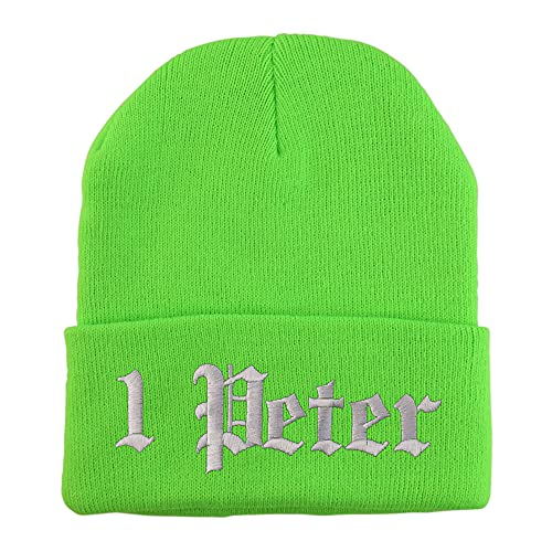 Trendy Apparel Shop 1 Peter Old English Embroidered Long Cuff Beanie