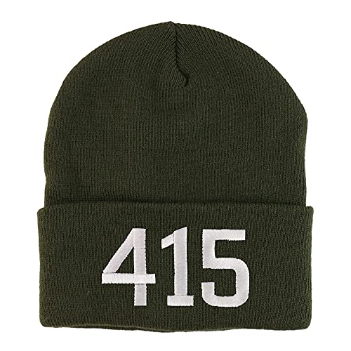 Trendy Apparel Shop 414 San Francisco CA Old English Embroidered Long Cuff Beanie