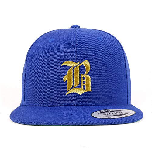 Trendy Apparel Shop Old English Gold B Embroidered Snapback Flatbill Baseball Cap