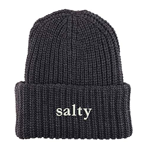 Trendy Apparel Shop Salty Embroidered Long Cuffed Thick Ribbed Knit Beanie