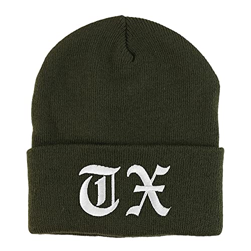 Trendy Apparel Shop Texas TX Old English Embroidered Long Cuff Beanie