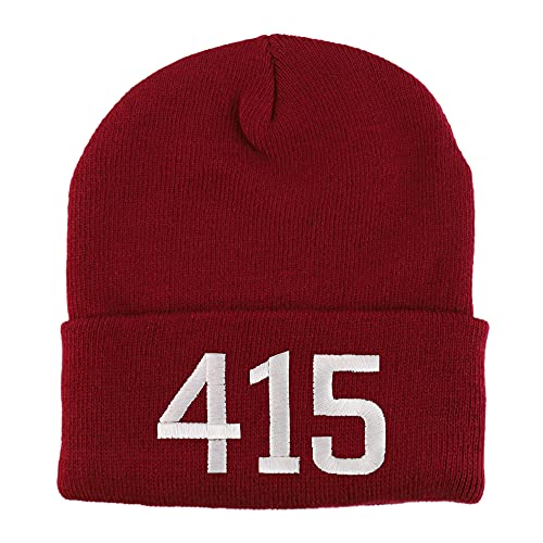 Trendy Apparel Shop 414 San Francisco CA Old English Embroidered Long Cuff Beanie