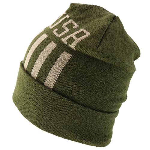 Trendy Apparel Shop Made in USA Patriotic Pattern Long Cuff Winter Beanie