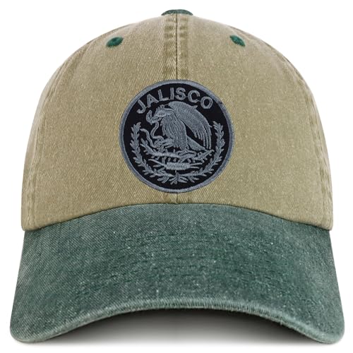 Trendy Apparel Shop Jalisco Mexico Charcoal Embroidered Patch Pigment Dyed Washed Baseball Cap