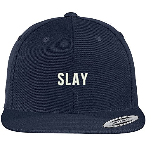 Trendy Apparel Shop Slay Embroidered Flat Bill Snapback Adjustable Cap