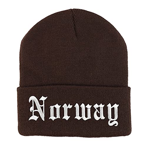 Trendy Apparel Shop Norway Old English Embroidered Long Cuff Beanie