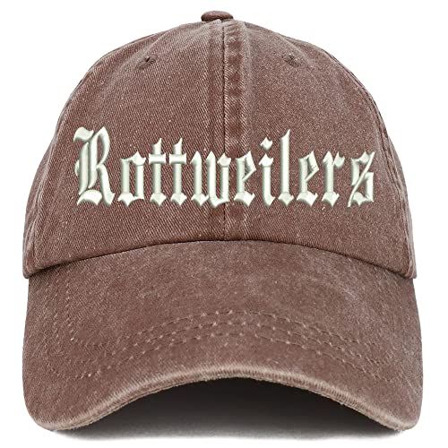 Trendy Apparel Shop Old English Rottweilers Washed Pigment Dyed Baseball Cap