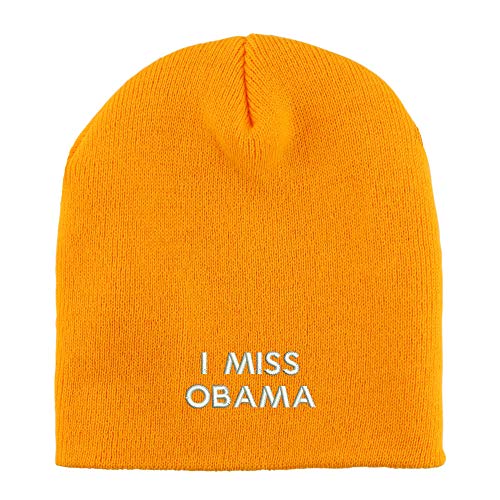 Trendy Apparel Shop I Miss Obama Embroidered Made in USA Short Acrylic Knit Winter Beanie Hat