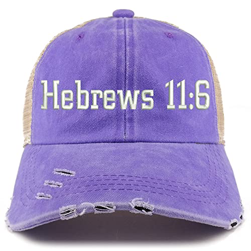 Trendy Apparel Shop Hebrew 11:6 Frayed Bill Trucker Mesh Back Cap