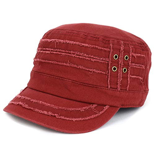 Trendy Apparel Shop Distressed Elastic Fit Frayed Cadet Flat Top Style Army Cap