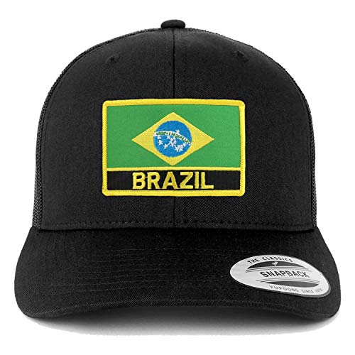 Trendy Apparel Shop Brazil Flag Patch Retro Trucker Mesh Cap