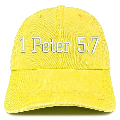 Trendy Apparel Shop 1 Peter 5:7 Washed Pigment Dyed Baseball Cap