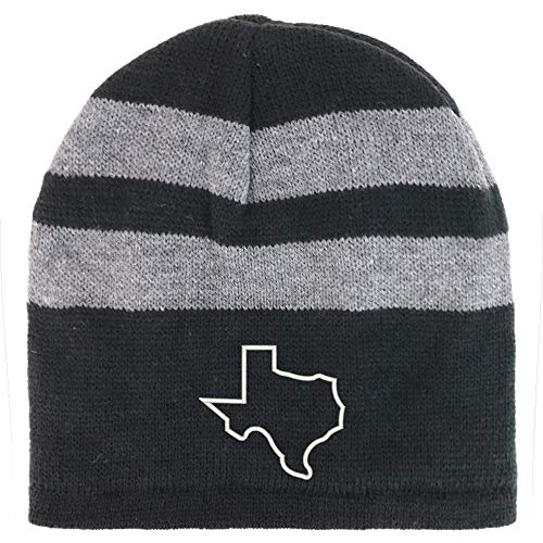 Trendy Apparel Shop Texas State Outline Fleece Lined Striped Short Beanie