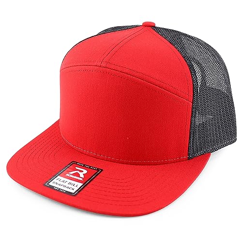 Trendy Apparel Shop Structured High Profile 7 Panel Flat Bill Mesh Back Snapback Cap