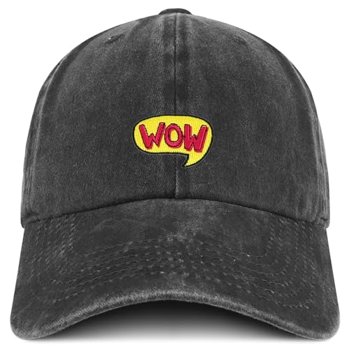 Trendy Apparel Shop Wow Cartoon Patch Pigment Dyed Soft Cotton Baseball Cap