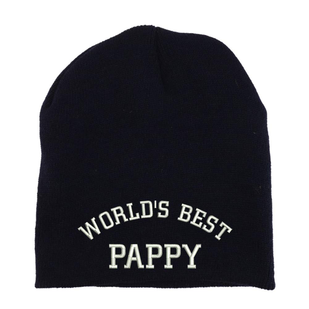 Trendy Apparel Shop World's Best Pappy Embroidered Made in USA Short Acrylic Knit Winter Beanie Hat