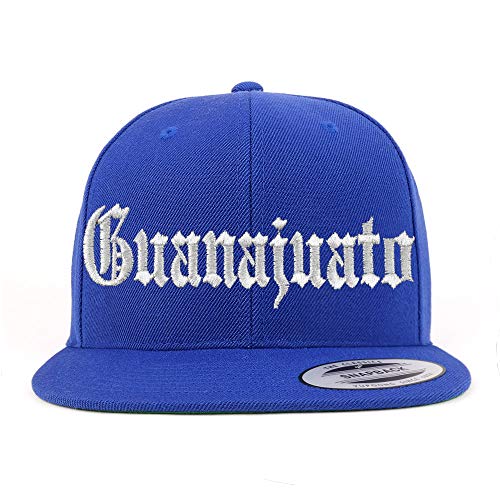 Trendy Apparel Shop Old English Guanajuato White Embroidered Flatbill Snapback Baseball Cap
