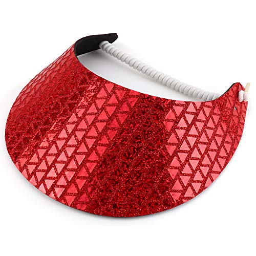 Trendy Apparel Shop Made in USA Shiny Glitter Summer String Elastic Foam Visors