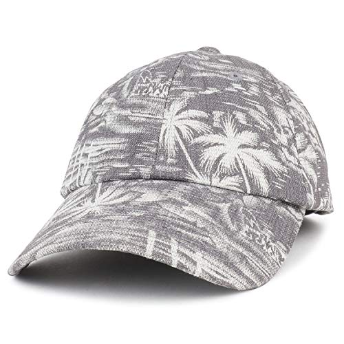 Trendy Apparel Shop Tropical Palm Tree Pattern Unstructured Denim Baseball Cap