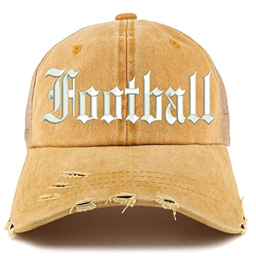 Trendy Apparel Shop Old English Football Frayed Bill Trucker Mesh Back Cap