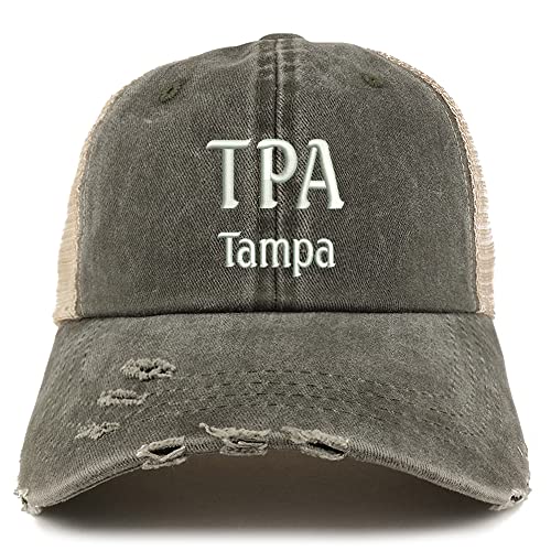Trendy Apparel Shop TPA Tampa Embroidered Frayed Bill Trucker Mesh Back Cap