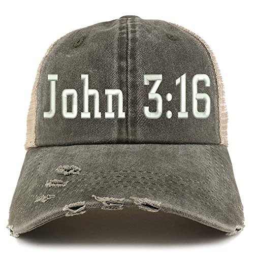 Trendy Apparel Shop John 3:16 Frayed Bill Trucker Mesh Back Cap
