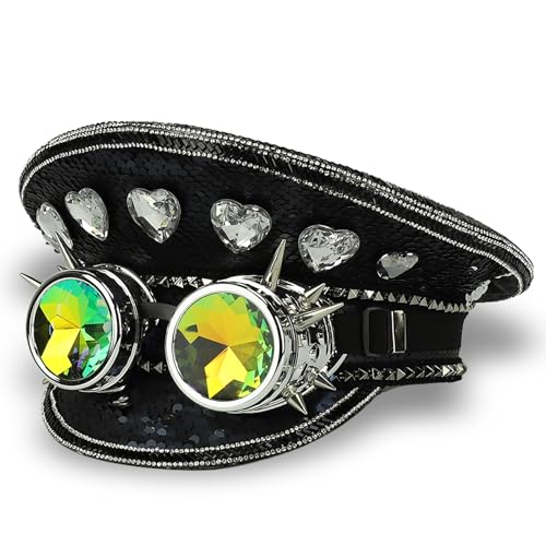 Trendy Apparel Shop Festival Party Sparkly Sequin Rhinestone Captain Hat