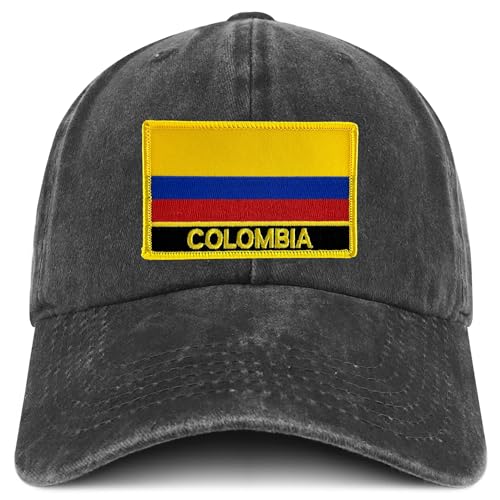 Trendy Apparel Shop Colombia Flag Embroidered Patch Pigment Dyed Washed Baseball Cap