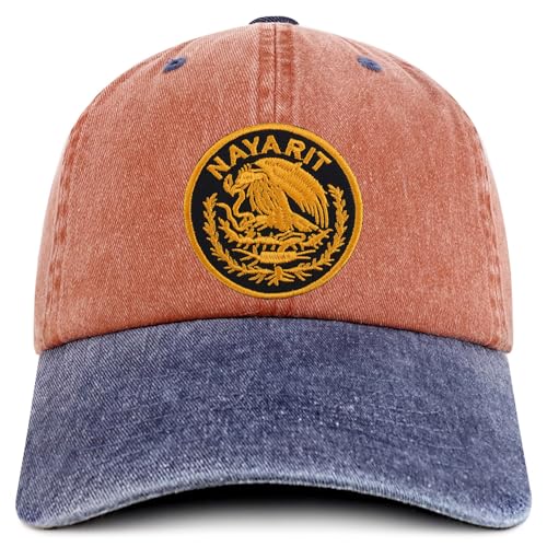 Trendy Apparel Shop Nayarit Mexico Gold Embroidered Patch Pigment Dyed Washed Baseball Cap