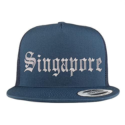 Trendy Apparel Shop Singapore Old English 5 Panel Flatbill Trucker Cap