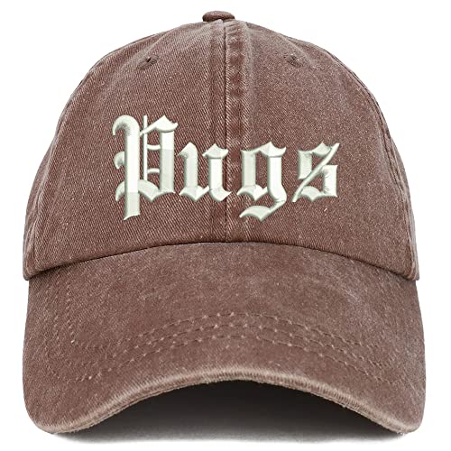 Trendy Apparel Shop Old English Pugs Washed Pigment Dyed Baseball Cap