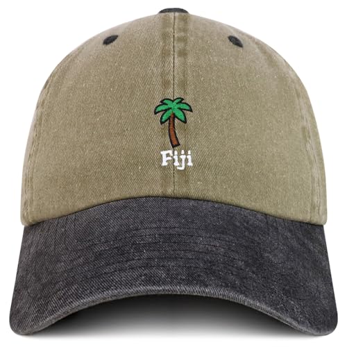 Trendy Apparel Shop Fiji with Palm Tree Embroidered Pigment Dyed Cotton Baseball Cap