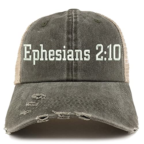 Trendy Apparel Shop Ephesians 2:10 Frayed Bill Trucker Mesh Back Cap