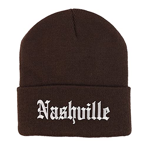 Trendy Apparel Shop Nashville Old English Embroidered Long Cuff Beanie