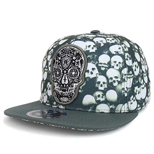 Trendy Apparel Shop Dia de Los Muertos Day of Dead Skull Embroidery Snapback Cap