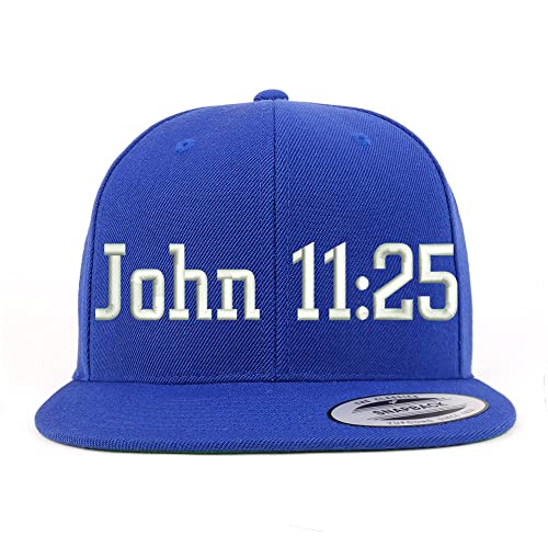 Trendy Apparel Shop John 11:25 Embroidered Flatbill Snapback