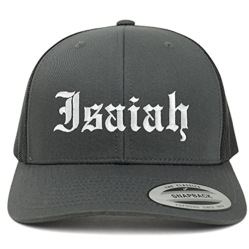 Trendy Apparel Shop Isaiah Old English 6 Panel Trucker Mesh Cap