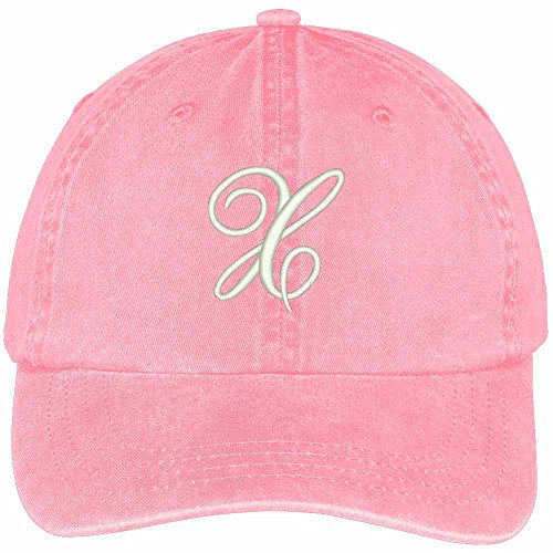 Trendy Apparel Shop Letter X Script Monogram Font Embroidered Washed Cotton Cap