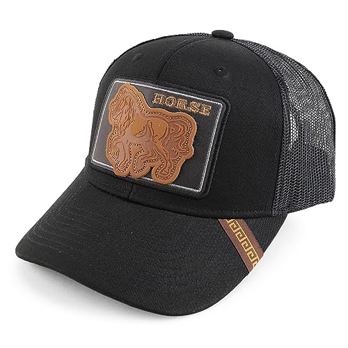 Trendy Apparel Shop Horse Patch Structured Curved Bill Mesh Snapback Baseball Cap