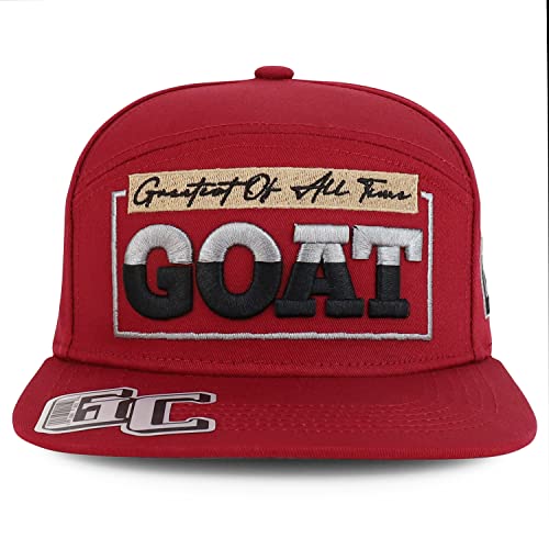 Trendy Apparel Shop Goat Embroidered 100% Cotton Flatbill Snapback Cap
