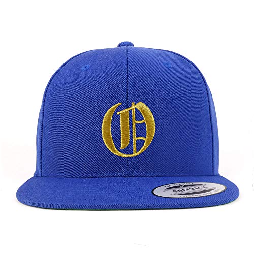 Trendy Apparel Shop Old English Gold O Embroidered Snapback Flatbill Baseball Cap