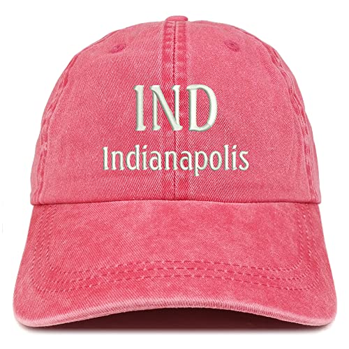 Trendy Apparel Shop IND Indianapolis Embroidered Pigment Dyed Washed Baseball Cap