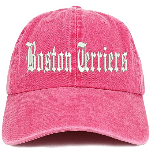 Trendy Apparel Shop Old English Boston Terriers Washed Pigment Dyed Baseball Cap