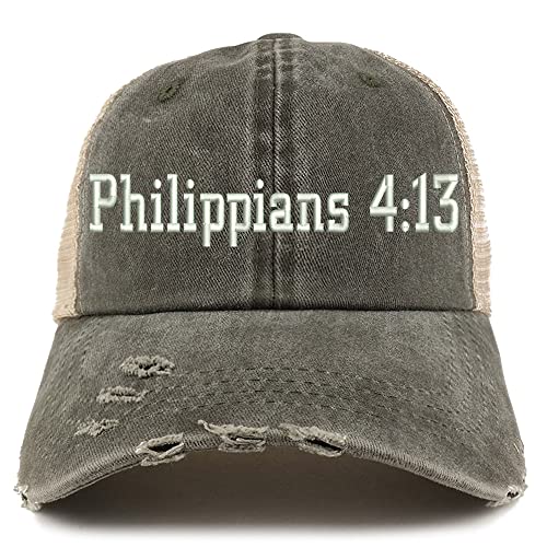 Trendy Apparel Shop Philippians 4:13 Frayed Bill Trucker Mesh Back Cap