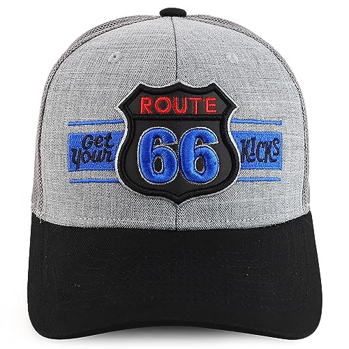 Trendy Apparel Shop Route 66 3D Embroidered Structured Mesh Back Baseball Cap