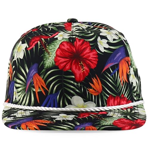 Trendy Apparel Shop Floral Print Unstructured 5 Panel Flatbill Rope Baseball Cap