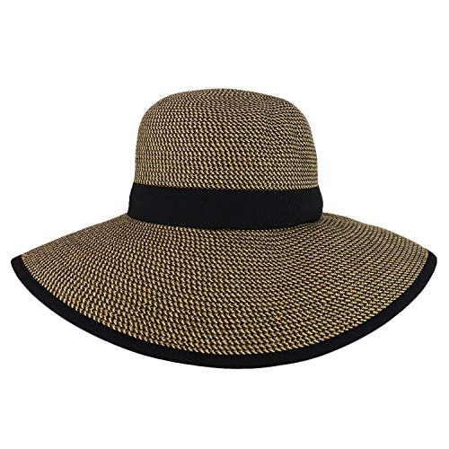 Trendy Apparel Shop UPF 50+ Grosgrain Ribbon Band Paper Braid Tweed Sun Hat